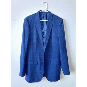 Alain Dupetit Blazer Mens  Blue Plaid Coat Classic Formal Jacket 32W 38L